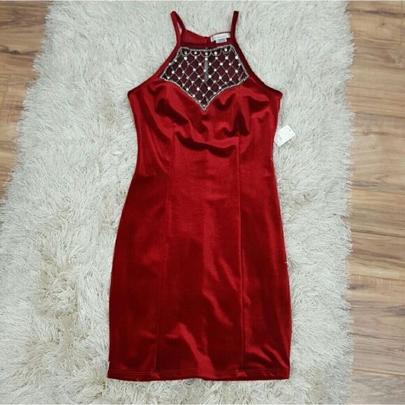 Women's  Red Velvet Mini Dress Size Small - Picture 1 of 3